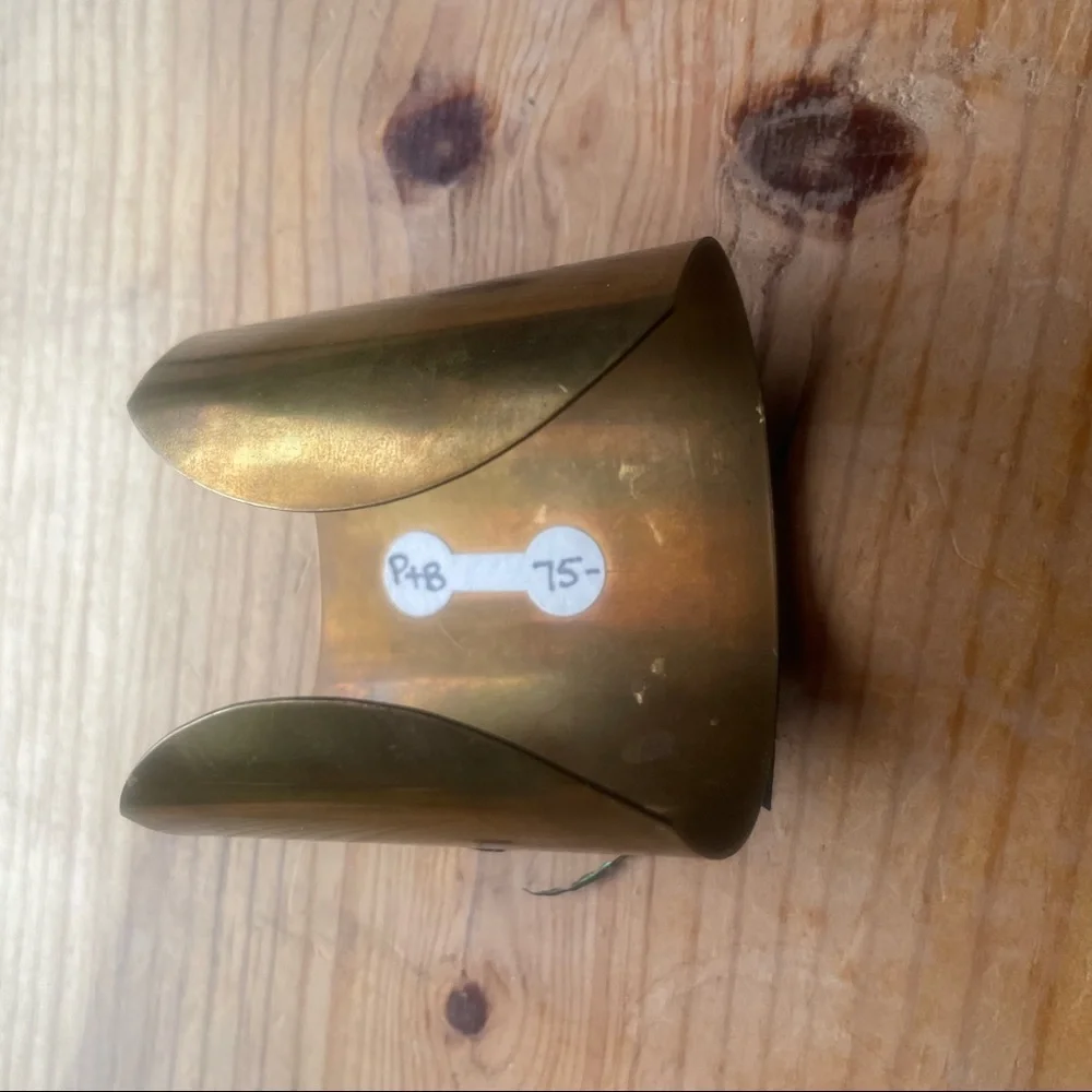 Brass peacock feather cuff bangle bracelet